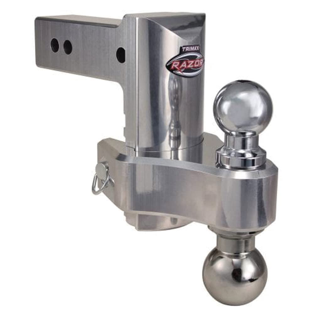 Trimax TRZ6ALHD Heavy Duty 6" Pin & Clip Aluminum Drop Hitch for 2-1/2" Receivers-Includes Dual Balls