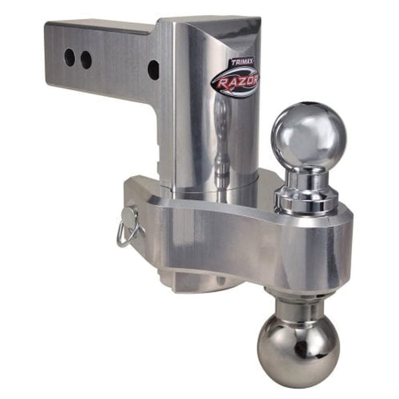 Trimax TRZ6ALHD Heavy Duty 6" Pin & Clip Aluminum Drop Hitch for 2-1/2" Receivers-Includes Dual Balls