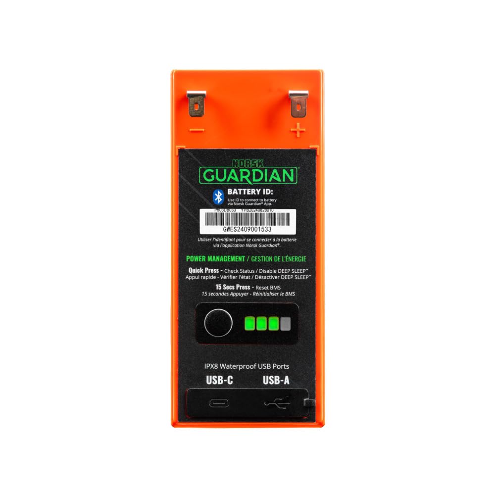 Lithium 14.8V Norsk 15AH Lithium Ion Battery w/ 3A Charger Included | USB-A & USB-C | Bluetooth Monitoring | Portable Power with Advanced Features