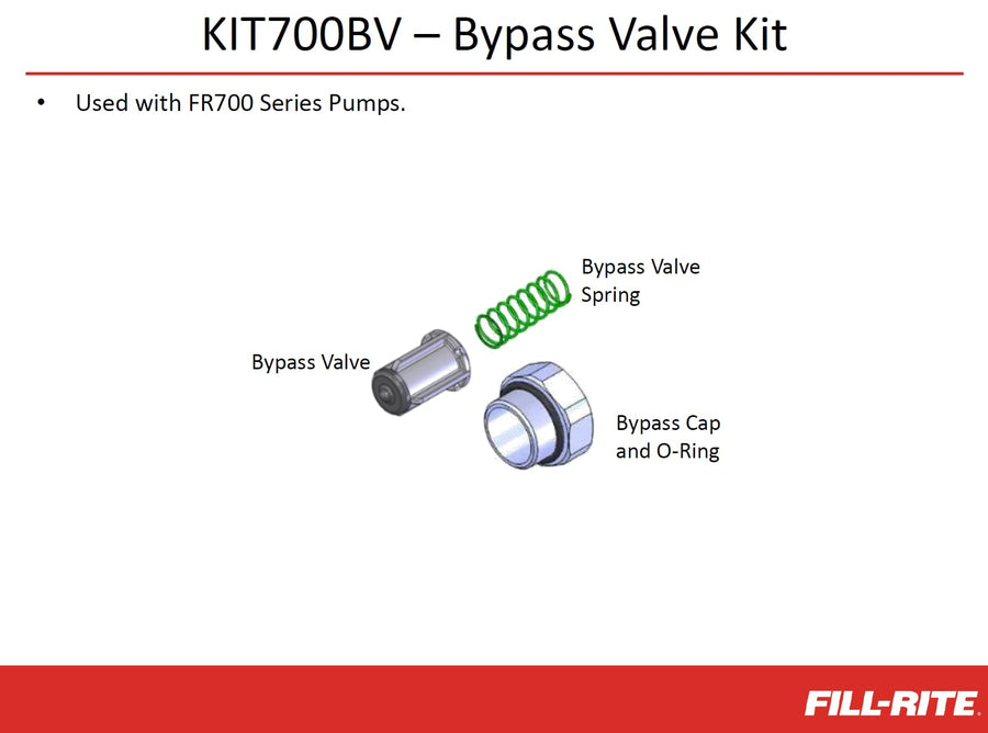 KIT700BV Fill-Rite Bypass Valve Assembly – OEM Replacement Kit for FR700 Series Fuel Transfer Pumps – Includes Valve, Spring & O-Ring – Diesel, Gasoline & Kerosene Compatible