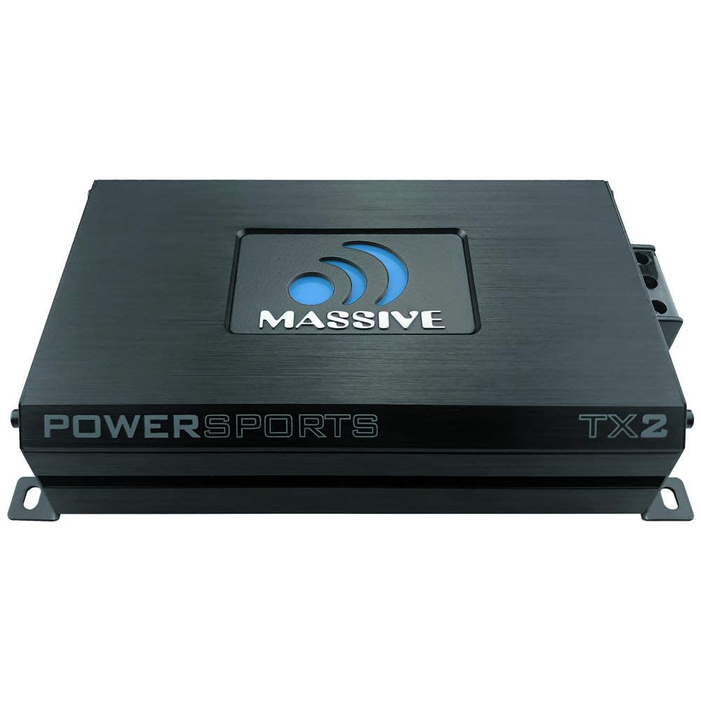 Massive Audio 4-Ohm TX2 Full-Range Bluetooth Marine Amplifier | 120W RMS Waterproof Amp, Wireless Audio, Compact Class D Power for Boats, UTV, ATV & Outdoor Systems