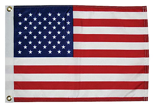 50 Star U.S. Flag for Boats, Taylor Made, 12" x 18", Brass Grommets, Water Repellent 200 Denier Nylon, American Made, Reinforced Heading - 2020109156