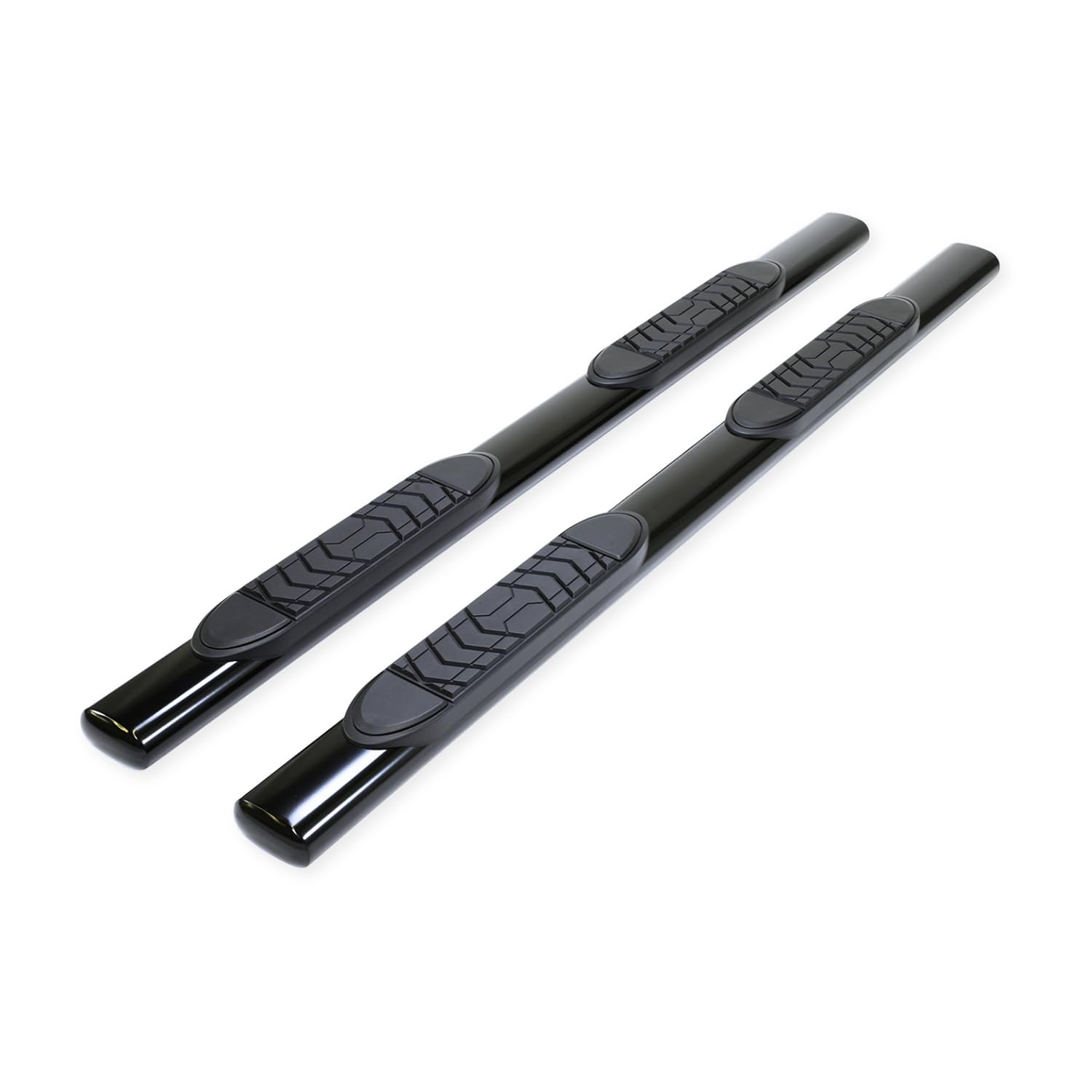 Toyota Tacoma TrailFX Double Cab 2005–2023 Oval 5-Inch Straight Side Bars Black Powder Coated Steel with Step Pads Rocker Panel Mount Set of 2 Truck Nerf Bars A7009B