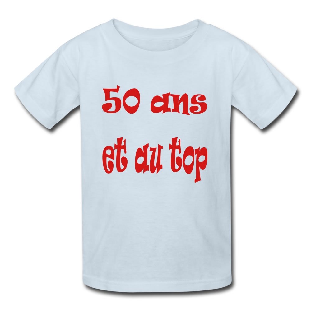 50 Ans Et Au Top Kids T-Shirt Cotton Light Blue Pattern Large