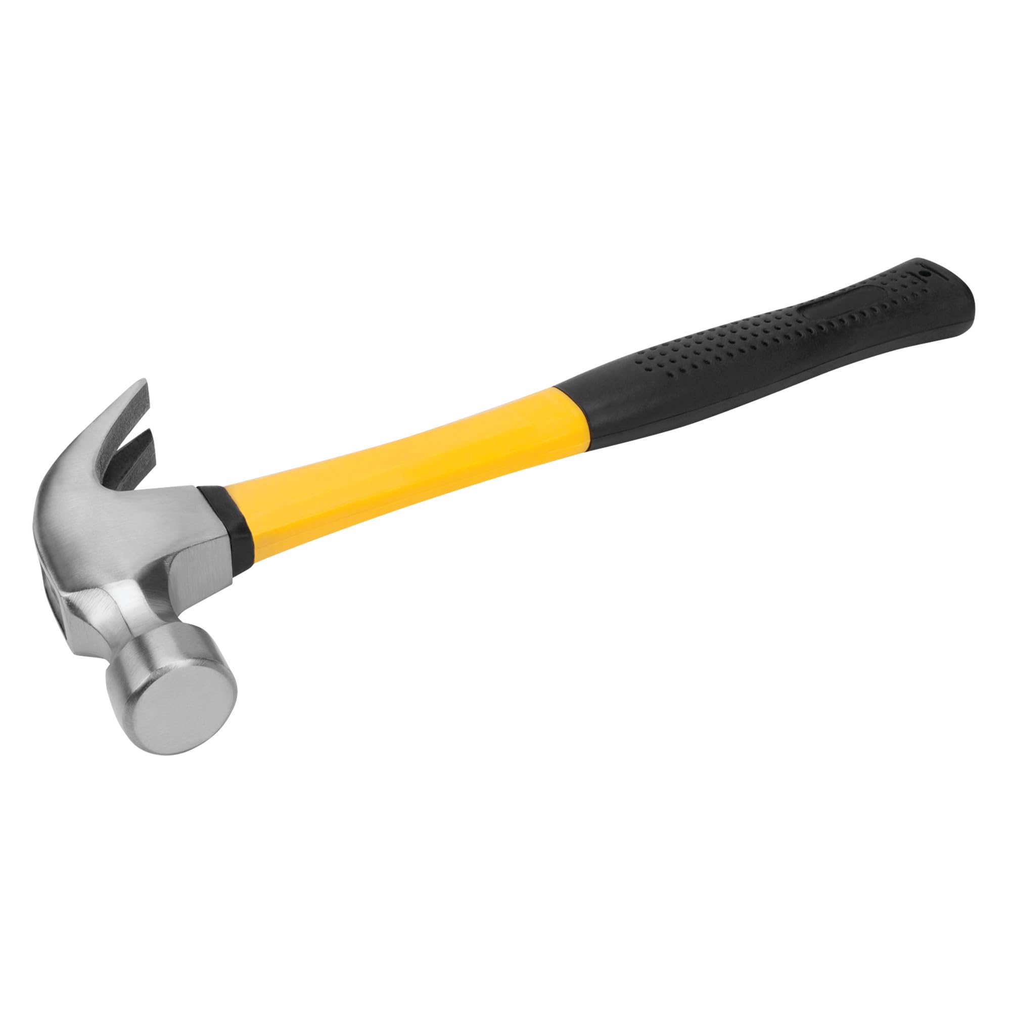 12 oz Performance Tool 1529 Heavy Duty Fiber Glass Claw Hammer Construction Shock Resistant Rubberized Non Slip Handle for Contractors, General Laborers, Automotive Mechanics, Household Maintenance