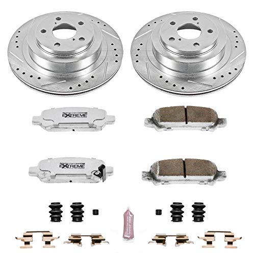 Power Stop K219-26 Z26 Carbon Fiber Brake Pads Rear with Drilled & Slotted Brake Rotors Kit For Subaru Legacy 2005-2009 [Model Specific]