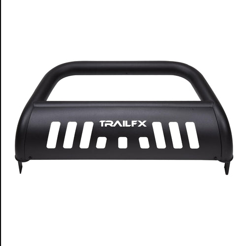 TrailFX Bull Bar 2024-2025 Fits Toyota Tacoma 3-Inch Diameter Titanium Black Powder Coated Steel with Skid Plate Optional Lighting Mounts Bolt On Installation TrailFX B0045T