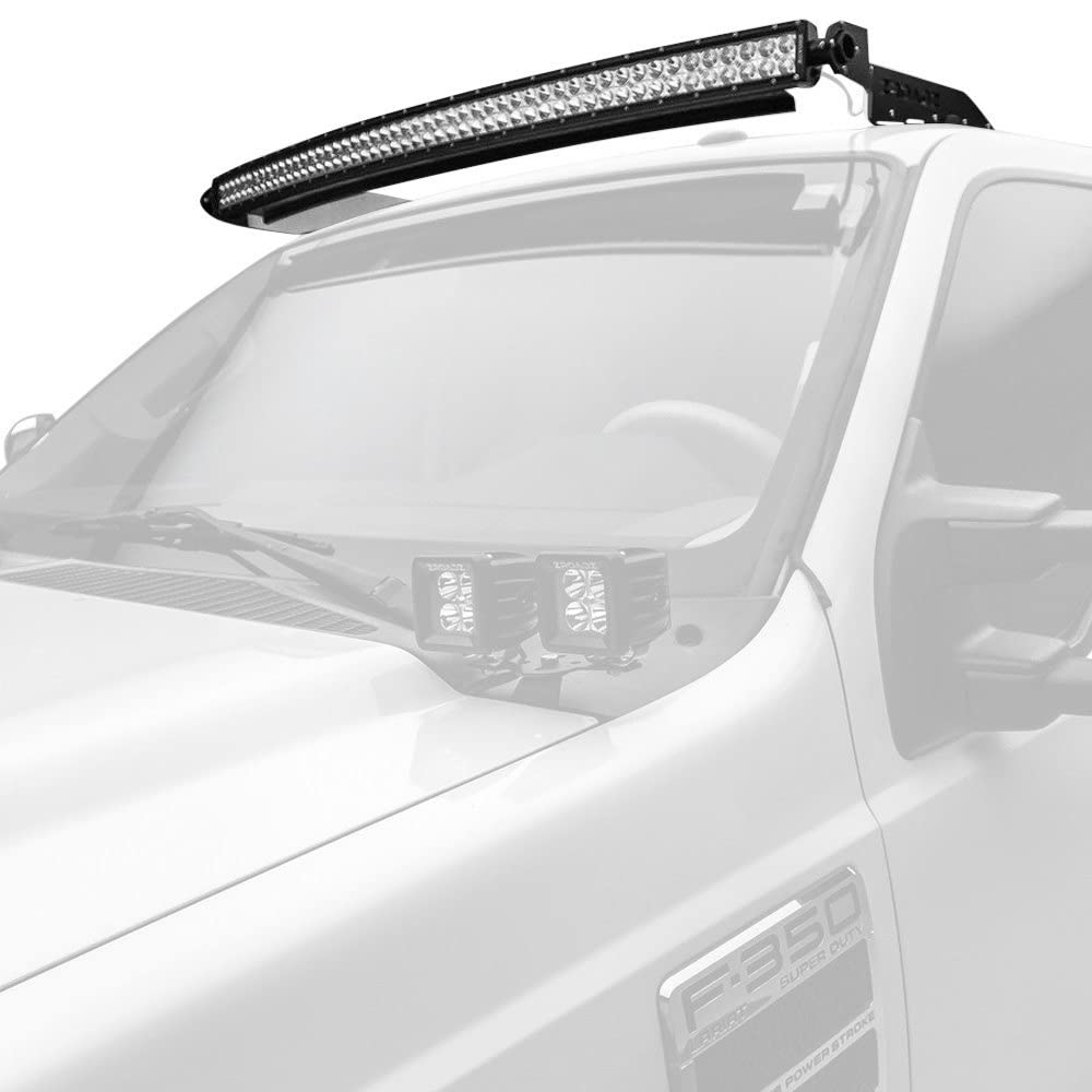 ZROADZ LED Bar Kit Front Roof Mounted - Compatible w/ 1999-2016 ALL Ford F-250, F-350, F-450, F-550 Complete Kit with Mounting Brackets, 52" Curved Zroadz Led bar & Wiring Harness- PN #Z335461-KIT-C