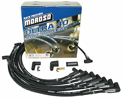 Moroso Black 73724 Ultra 40 Spark Plug Wire Set, Fits Small Block Chevy w/Front Sprint Car Magneto, Raised Cam Block