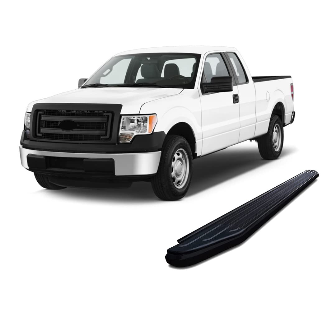 Peerless Black Horse Running Boards Black Compatible with 2004-2009 Ford F-150-PR-F379BK
