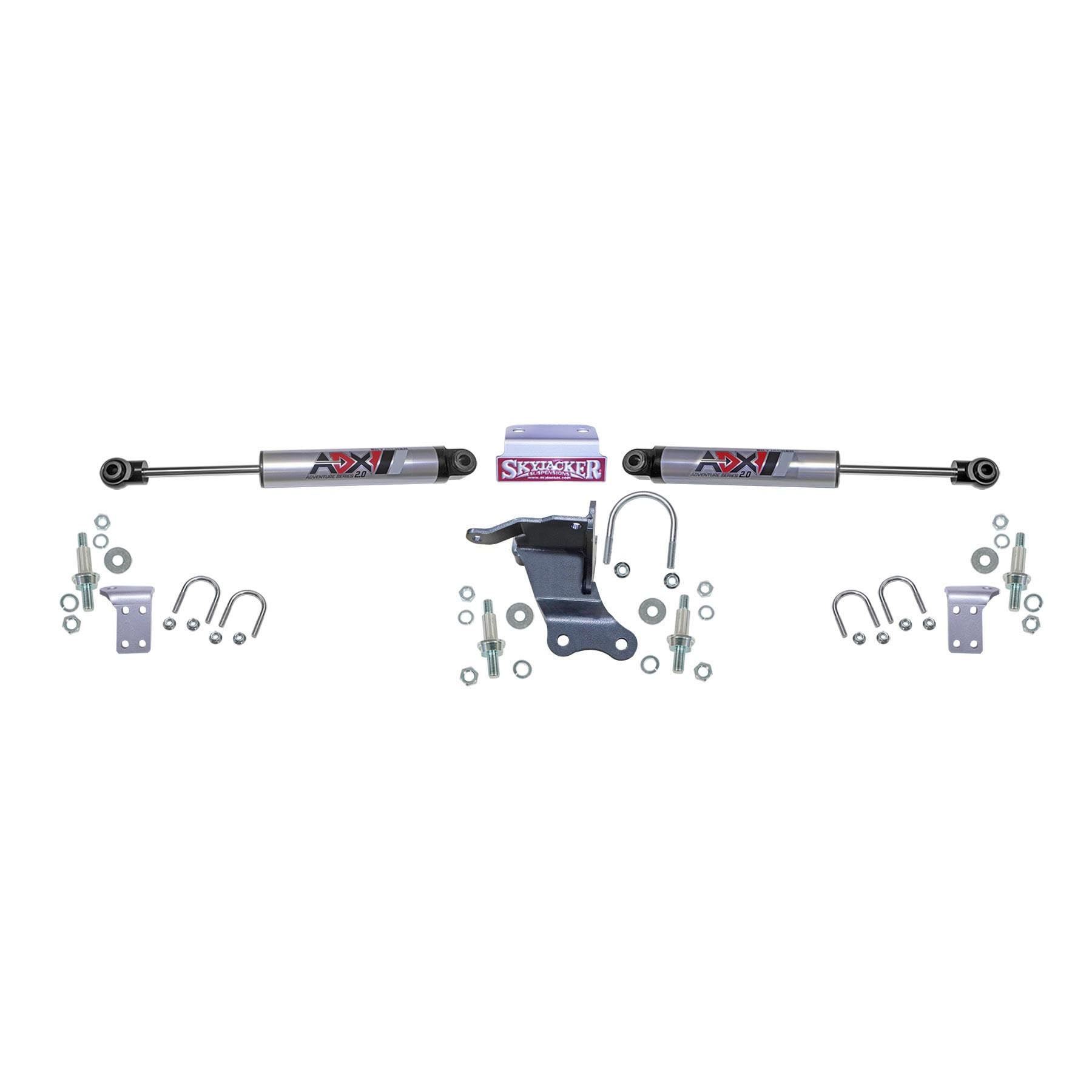 Skyjacker ADX 2.0 Steering Stabilizer, Dual, Brackets/Hardware Included, 2-3/4 in Axle Tube Mount, Aluminum, Polished, Jeep Gladiator JT/Wrangler JL 2018-25, Kit