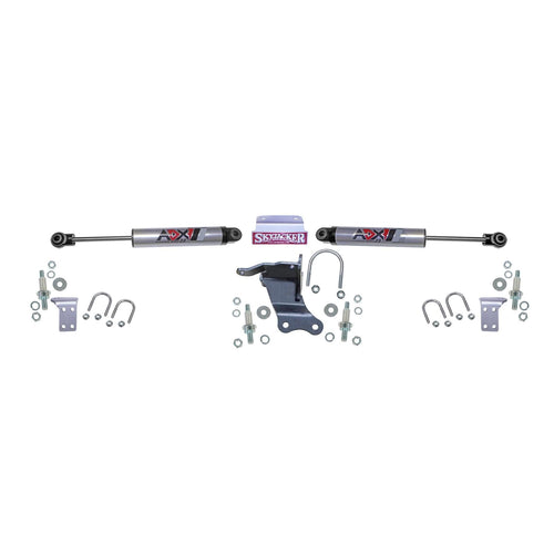 Skyjacker ADX 2.0 Steering Stabilizer, Dual, Brackets/Hardware Included, 2-3/4 in Axle Tube Mount, Aluminum, Polished, Jeep Gladiator JT/Wrangler JL 2018-25, Kit