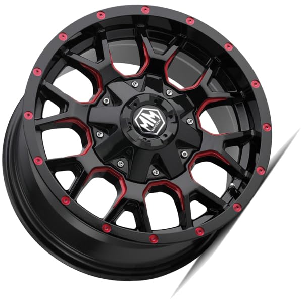 WARRIOR-8015 MAYHEM 17X9 8X165.1/8X170-12ET 130.8CB Black W/Prism RED