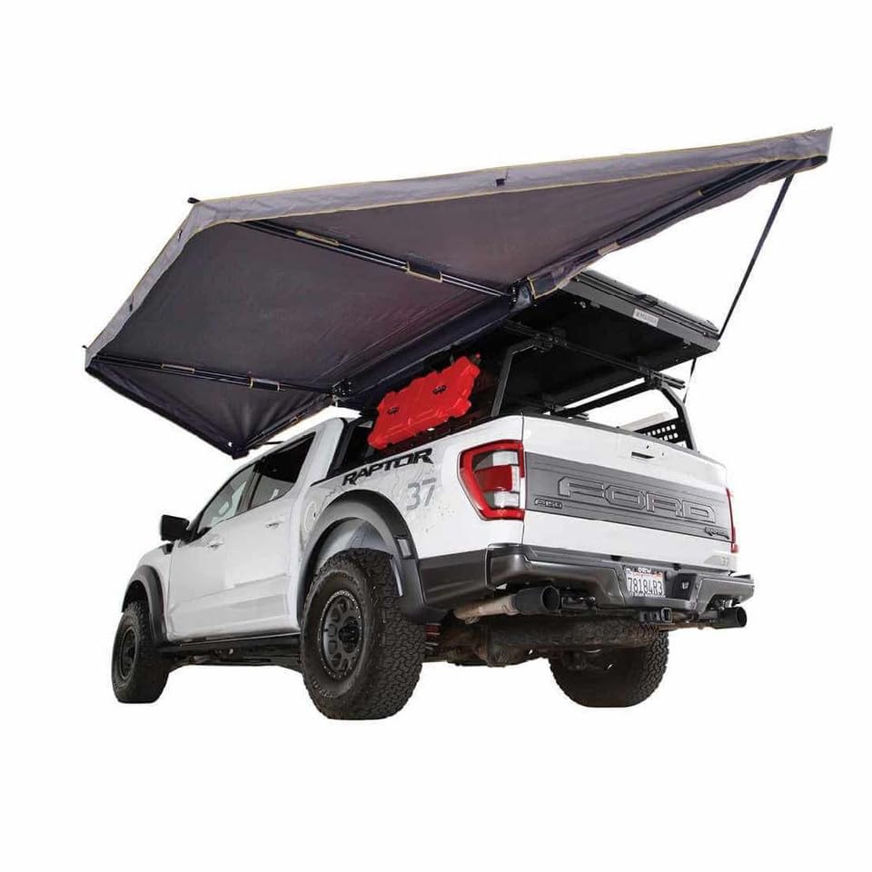 HD Nomadic 180 LTE - Overland Vehicle Systems Awning, Wall Kit, Grey Body, Green Trim W/Black Travel Cover