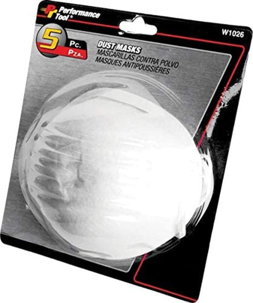 W1026 Performance Tool Disposable Dust Masks - 5 Pieces per Card - Adjustable Contour Nose Piece - Easy to Breathe and Speak Through
