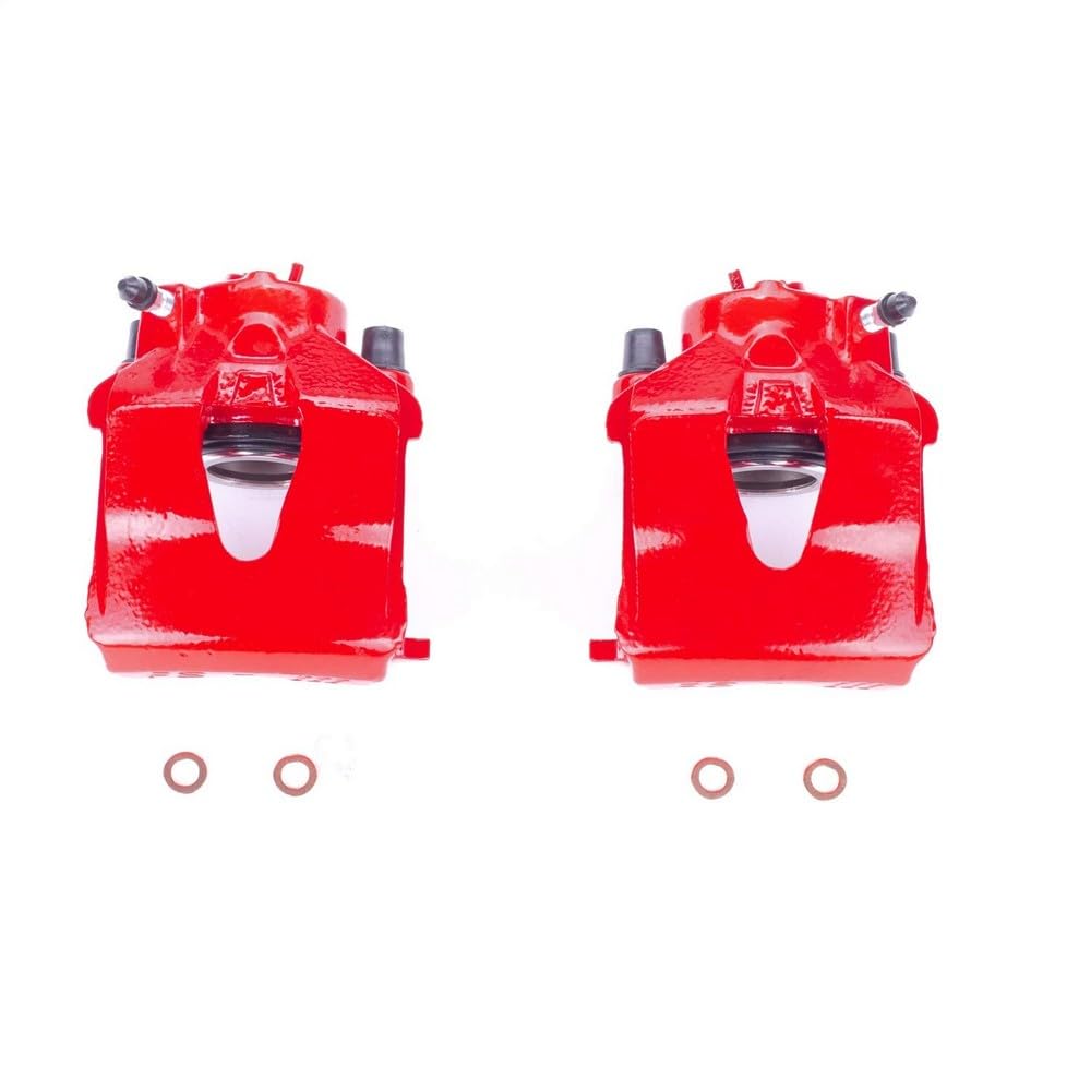 Power Stop Pair of High-Temp Red Powder Coated Front Calipers For VW Beetle, VW Beetle, VW Golf, VW G, VW Jetta [Model Specific]
