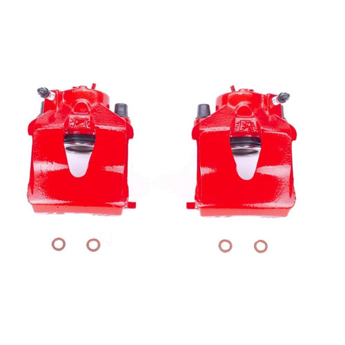 Power Stop Pair of High-Temp Red Powder Coated Front Calipers For VW Beetle, VW Beetle, VW Golf, VW G, VW Jetta [Model Specific]