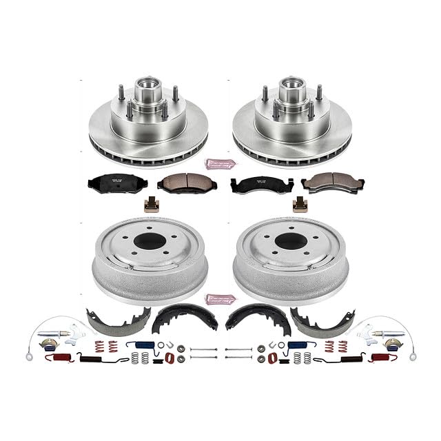 Power Stop Autospecialty KOE15089DK Front and Rear Replacement Brake Kit-OE Brake Drums & Ceramic Brake Pads For Ford E-150 Econoline, Ford E-150 Econoline Club Wagon, Ford F-150 [Model Specific]