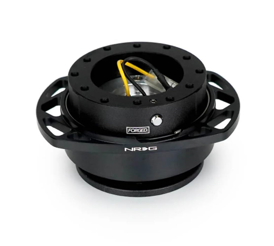 NRG Innovations Gen 2.0 NRG-SRK-257BK-BK Steering Wheel Quick Release Kit Adapter, Black Body/Black Cutout Ring, 6x70mm & 6x74mm Bolt Pattern