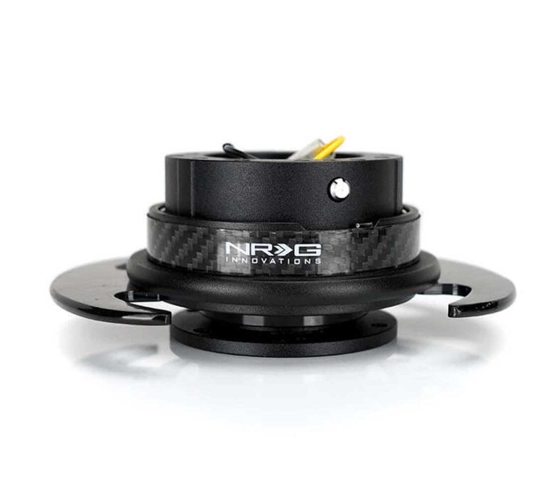 NRG Innovations GEN 3.0 NRG-SRK-650CF-1 Race Steering Wheel Quick Release Hub Adapter 6-Hole Design & 6x70 and 6x74mm Bolt Patterns Black Body/Carbon Fiber Trim Ring w/Carbon Fiber Handles