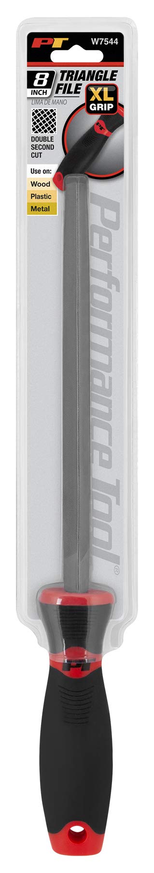 W7544 Performance Tool 8" Triangle Tapered File XL Oversized Handle Half Round File, Heat Treated High Carbon Steel for Deburring, Finishing, and Shaping - 13.25-Inches