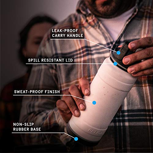 32oz Pelican Bottle (White) | Double Wall Insulated Water Bottle | Keep Hot Drinks for 12 Hours & Cold Drinks for 24 Hours | BPA Free