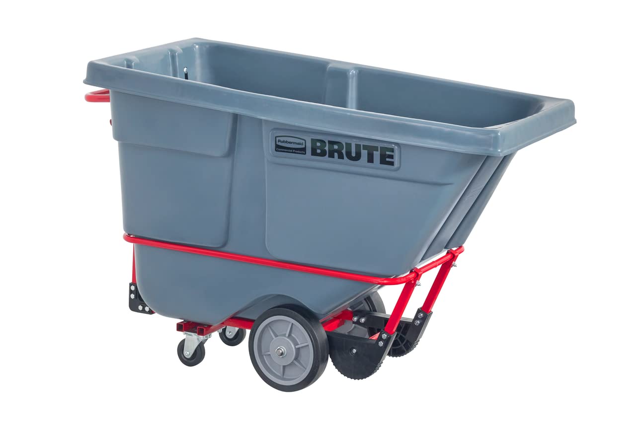 Rubbermaid Brute Dump Truck/Tilt Trash Cart/Garbage Collection/Recycling, 0.5 Cubic Yard, Standard Duty, 1,400 lbs., Gray, Distribution Centers/Warehouse/Manufacturing/Stadiums