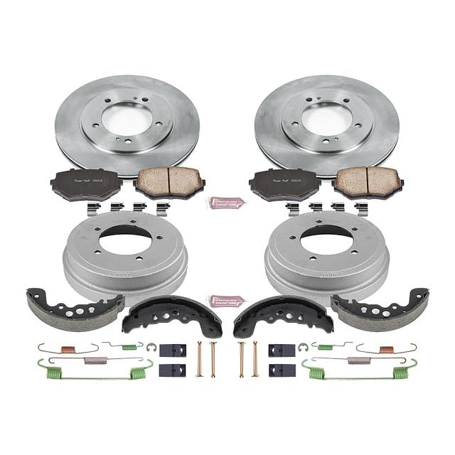 Power Stop Autospecialty KOE15185DK Front and Rear Replacement Brake Kit-OE Brake Drums & Ceramic Brake Pads For Suzuki Grand Vitara 2000-2005 [Model Specific]