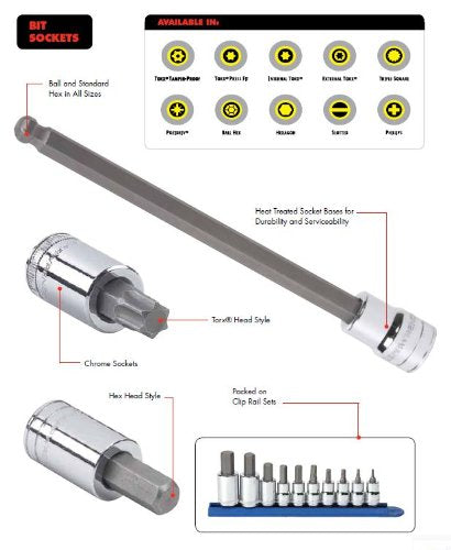 8 Pc. GEARWRENCH 3/8" Drive Long Ball End Hex Bit Socket Set, Metric - 80573