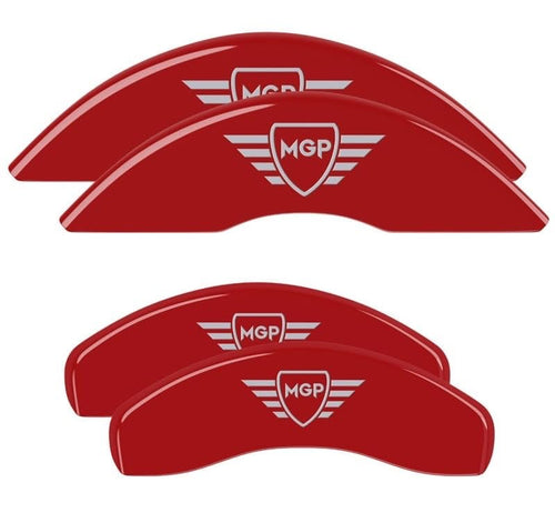 Brake Caliper Covers MGP - Compatible with 2022-2024 Jeep Grand Wagoneer (Requires 19"+ Wheels) Powder-Coated Finish, 4 PCS Front and Rear (Red - MGP Engraving)