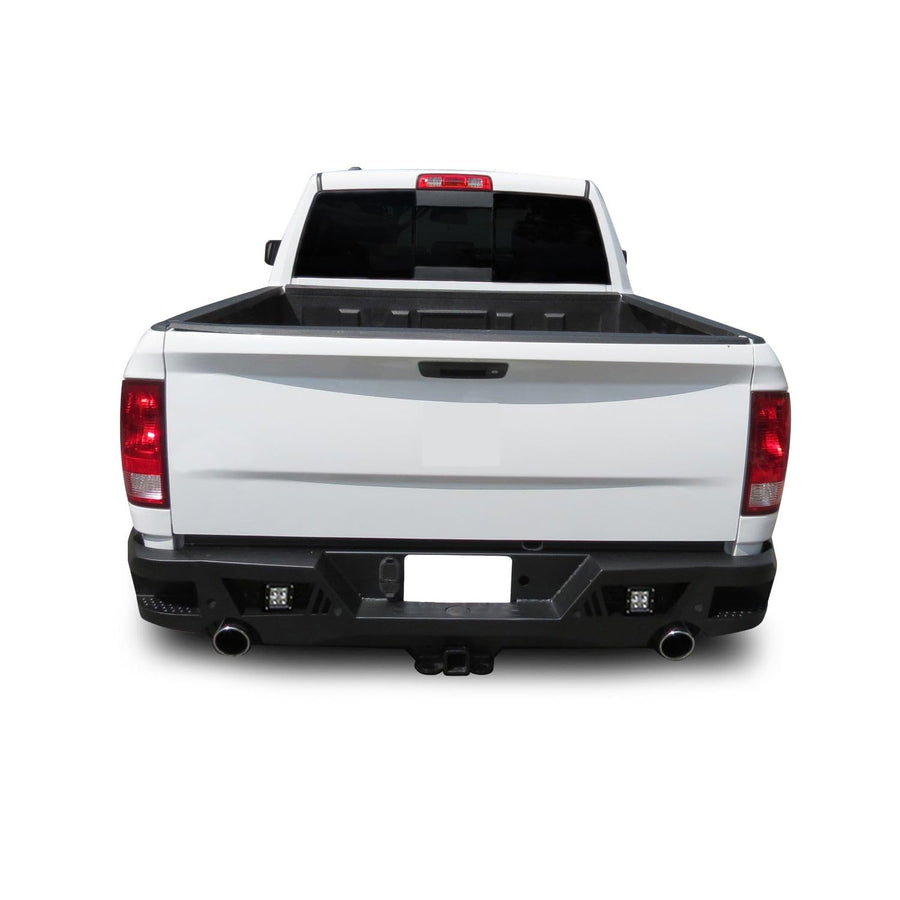 Heavy Duty Black Horse Armour Rear Bumper Black w/set of 4in cube lights Compatible with 09-10 Dodge Ram 1500|11-18 Ram 1500|19-24 Ram 1500 Classic|10 Dodge Ram 2500/3500|11-24 Ram 2500/3500