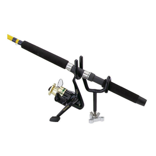 25-Degree Attwood Sure Grip Steel Rod Holder with Mounting Base and 4-Inch Stem, Black Finish