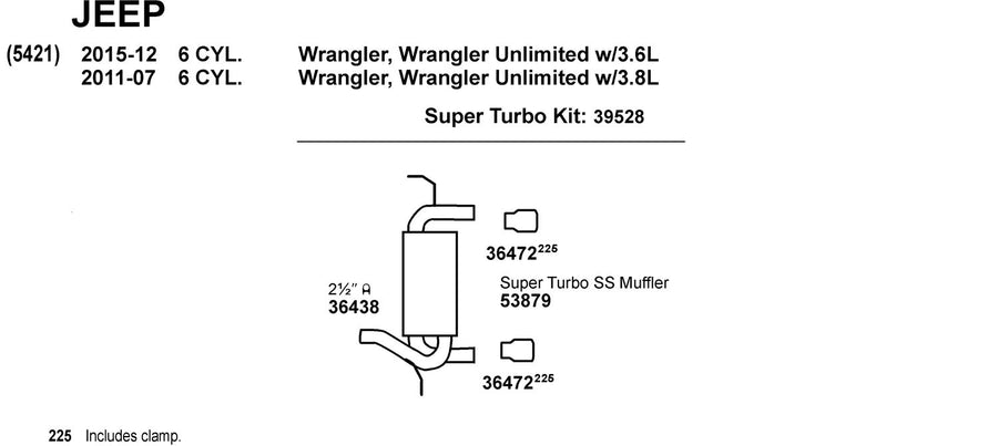 Super Turbo Dynomax 39528 Exhaust System Kit for Jeep Wrangler