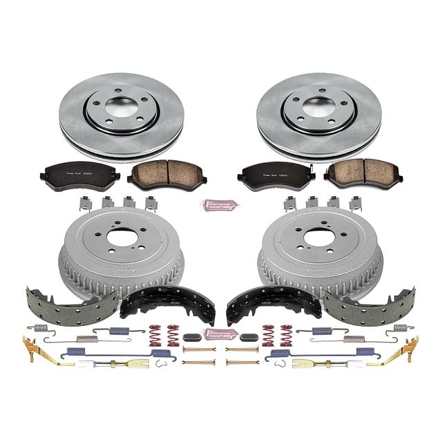 Power Stop Autospecialty KOE15013DK Front and Rear Replacement Brake Kit-OE Brake Drums & Ceramic Brake Pads For Town & Country, Voyager, Caravan, Grand Caravan [Model Specific]