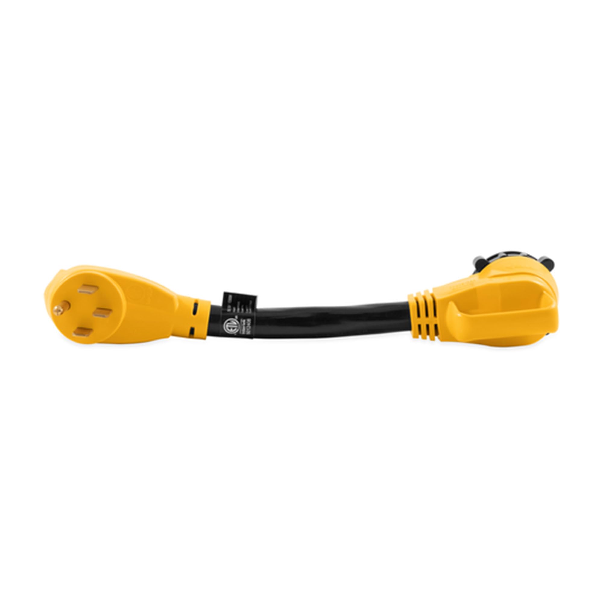 Camco - 21052 PowerGrip Heavy Duty Locking Female Adapter with Innovative 90 Degree Bend Design - 50 AMP Standard Male / 50 AMP 18" (55562)
