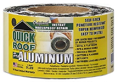 3 in. W Quick Roof x 25 ft. L Aluminum Self Stick Instant Waterproof Repair and Flashing Silver