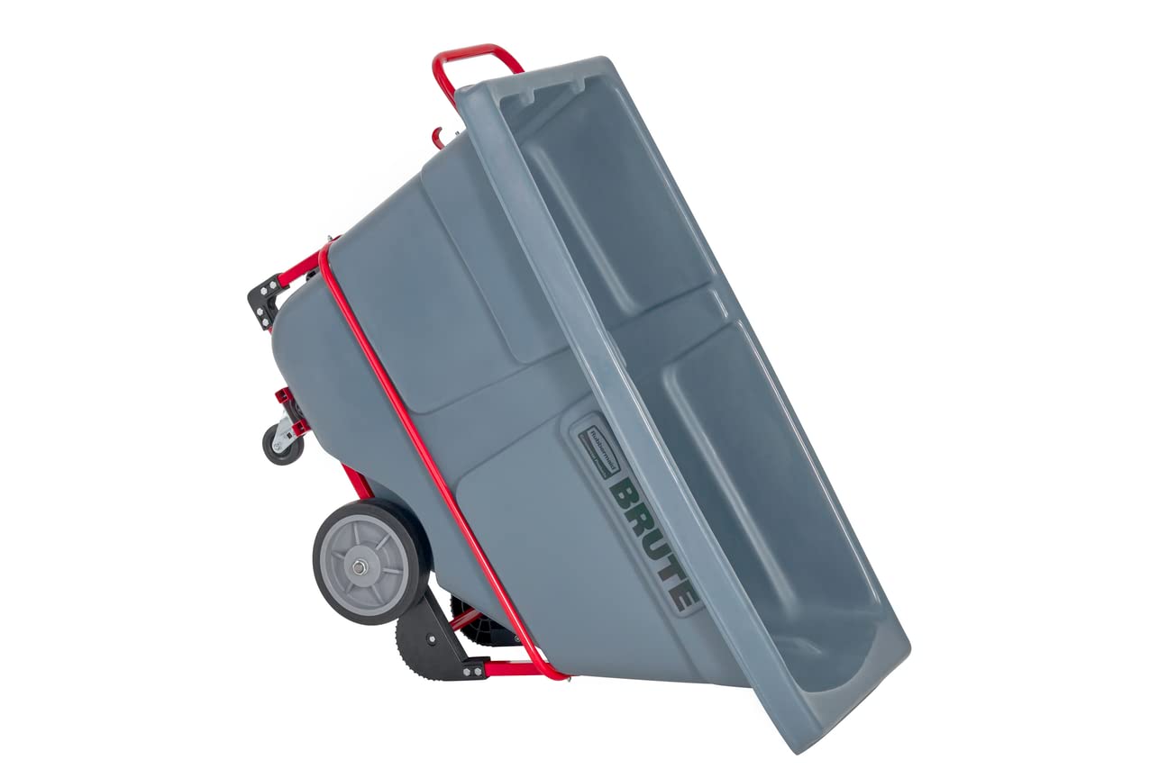 Rubbermaid Brute Dump Truck/Tilt Trash Cart/Garbage Collection/Recycling, 0.5 Cubic Yard, Standard Duty, 1,400 lbs., Gray, Distribution Centers/Warehouse/Manufacturing/Stadiums