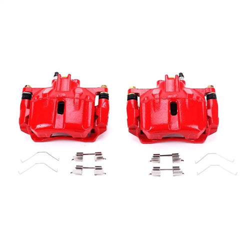 Power Stop S6764 Front Pair of High-Temp Red Powder Coated Calipers For Honda Civic 2012-2015 [Model Specific]