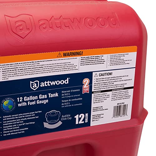 12 Gallon Attwood 8812LPG2 EPA Certified Portable Fuel Tank with Gauge