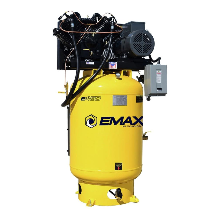 EMAX 10 HP ESP10V120V1 120 Gallon 2 Stage Single Phase Industrial V4 Pressure Lubricated Pump 38CFM@100 PSI Plus Patented Silent Air Compressor