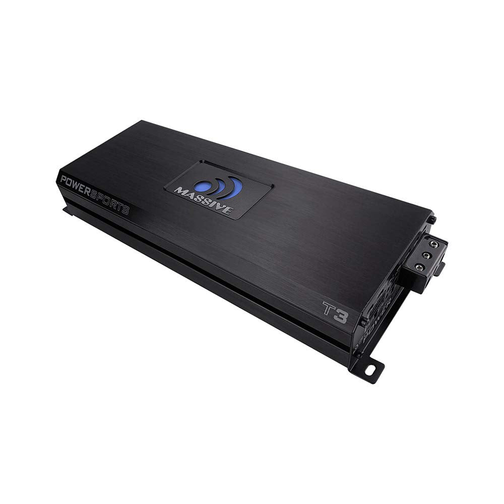 Massive Audio T3 1-Ohm Mono Block Marine Amplifier | 1400W RMS Waterproof Marine Amp, Compact Class D Power for Boats, UTV, ATV & Outdoor Systems