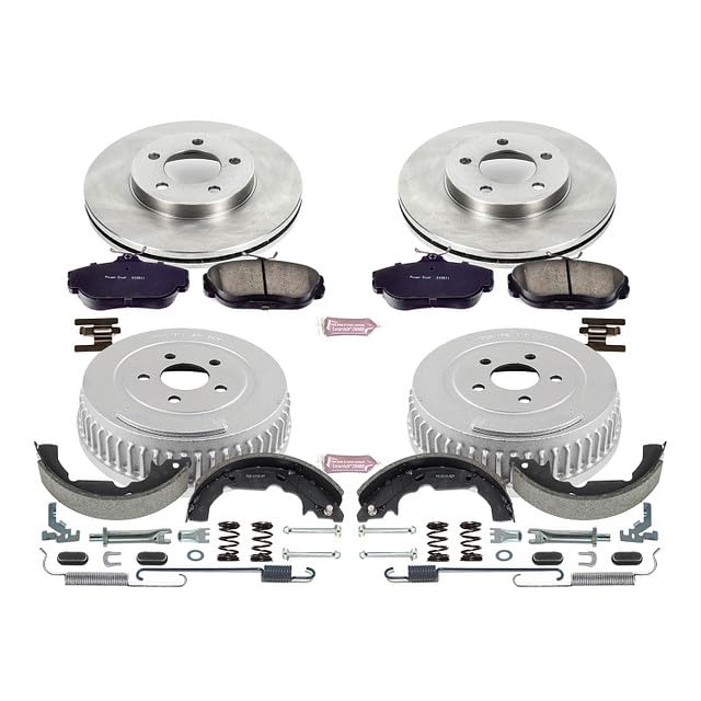 Power Stop Autospecialty KOE15129DK Front and Rear Replacement Brake Kit-OE Brake Drums & Ceramic Brake Pads For Ford Windstar 1995-1998 [Model Specific]