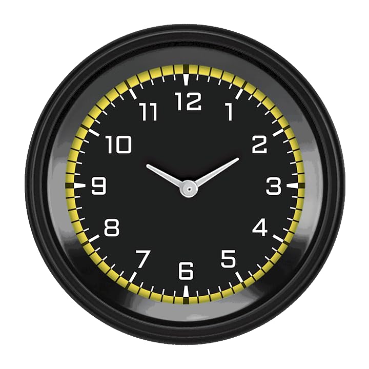AX93YBLF Classic Instruments Autocross Yellow 3 3/8"" Clock W Reset