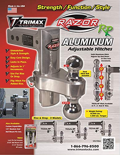 Trimax 6" TRZ6ALRP Pin & Clip Aluminum Drop Hitch-Dual Ball Included