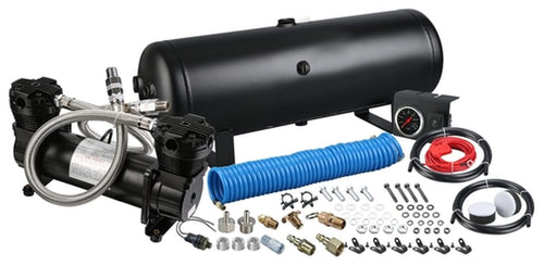 On Board Air Compressor Kit Bulldog Winch 41007- Twin Head 4.2 CFM with 2.5 Gal Tank in-Cab Gauge and Switch