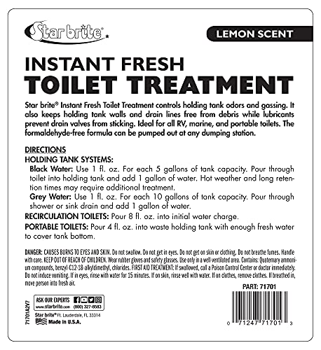 Instant Fresh STAR BRITE Toilet Treatment - Lemon Scent, Odor & Waste Control, 128oz (071701)