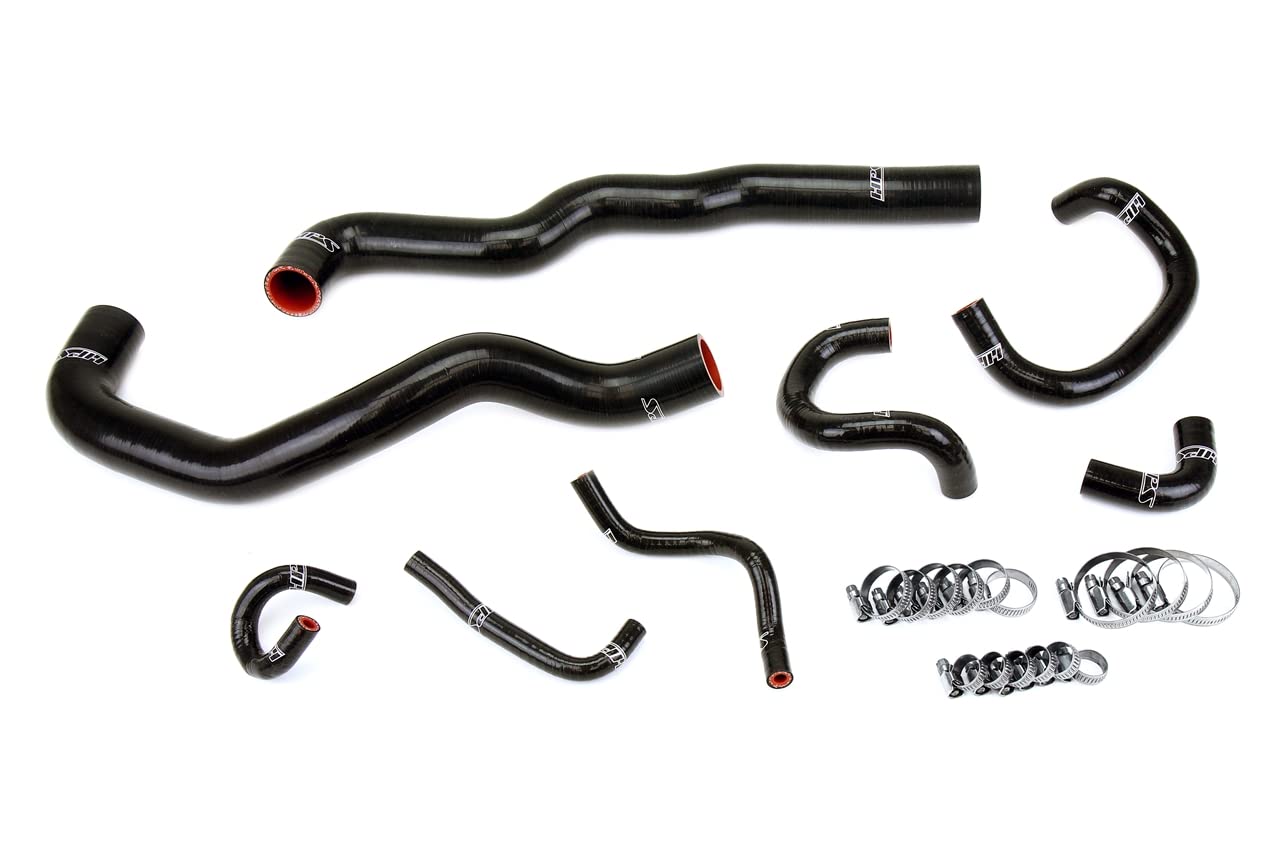 HPS Performance Silicone Black Radiator, Heater, Throttle Body Coolant Hose Kit Compatible for 1998-2005 Lexus GS300 GS400 2JZ-GTE VVT-i Swap, 57-2081-BLK
