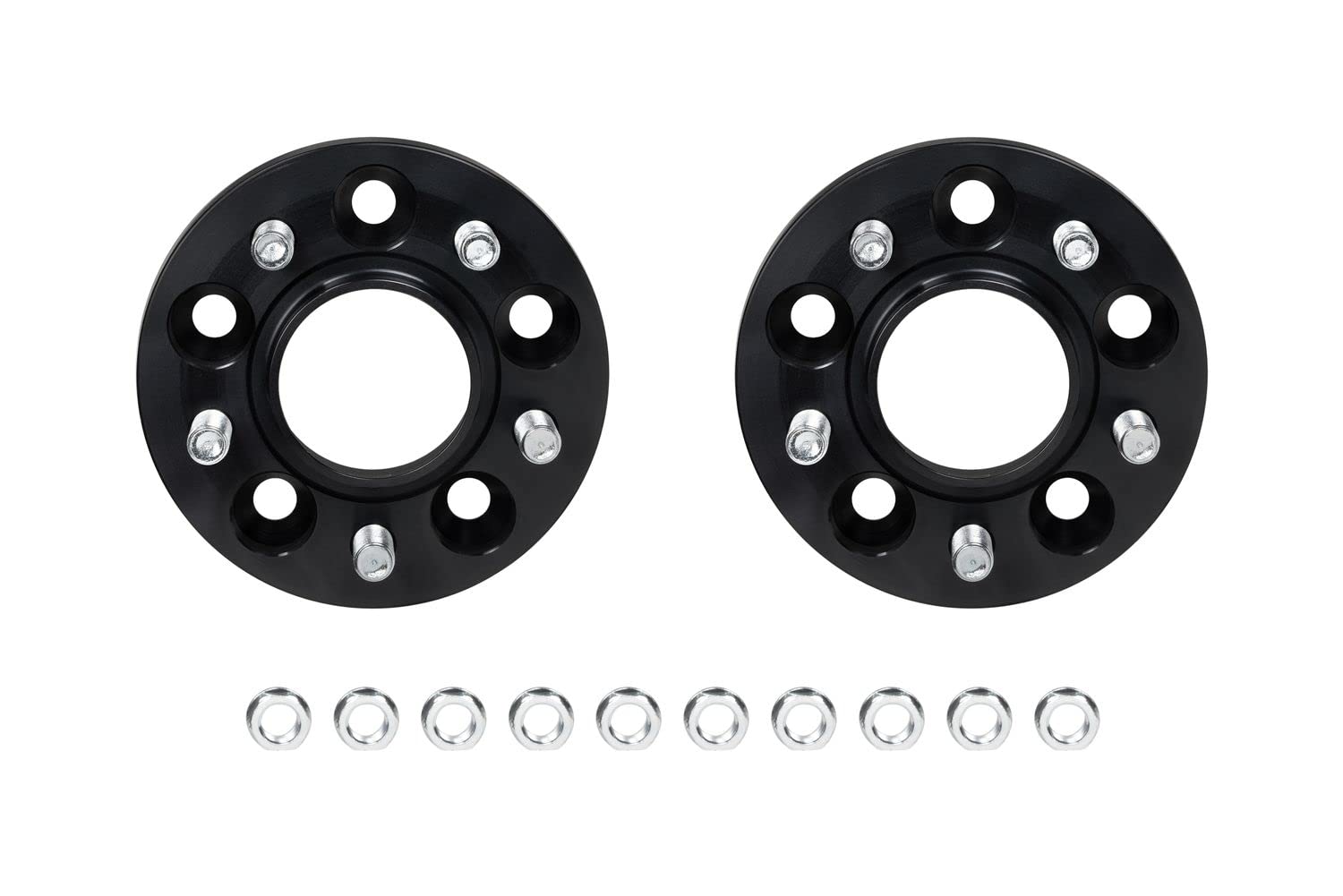 Eibach Wheel Spacer, 16 mm Thick, 5 x 114.3 mm Bolt Pattern, Lug Nuts Included, Aluminum, Black Anodized, Compatible with Tesla Model 3 2017-23 / Tesla Model Y 2020-25, Pair