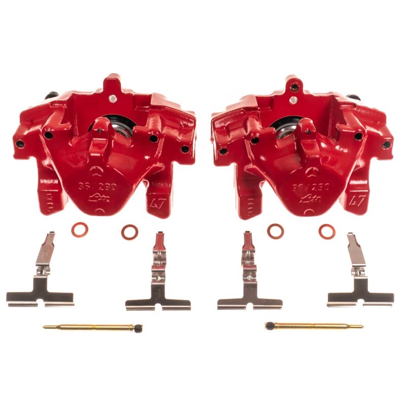 Power Stop Pair of High-Temp Red Powder Coated Rear Calipers For C230, C240, C280, C32 AMG, C320, C350, CLK320, CLK350, CLK430, E300, E320, E, E430, SLK280, SLK300, SLK350 [Model Specific]