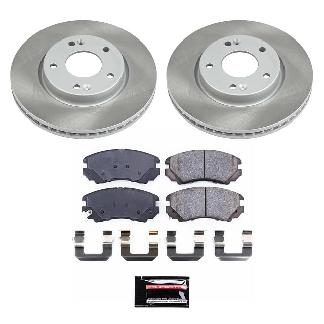 Power Stop KOE165 Replacement Brake Pads and Brake Rotors Kit Front For Sonata Tiburon Tucson | Optima Soul Sportage